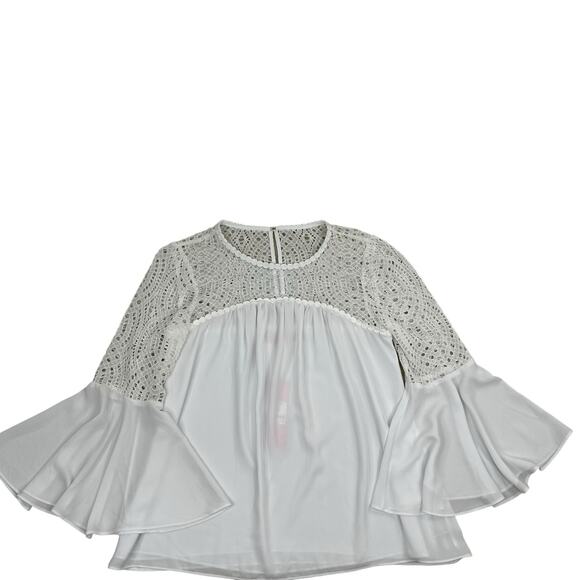 NWT Lilly Pulitzer Amenna Flounce Sleeve Top Sz 10 Resort White Lace Yoke Eyelet - Picture 10 of 15